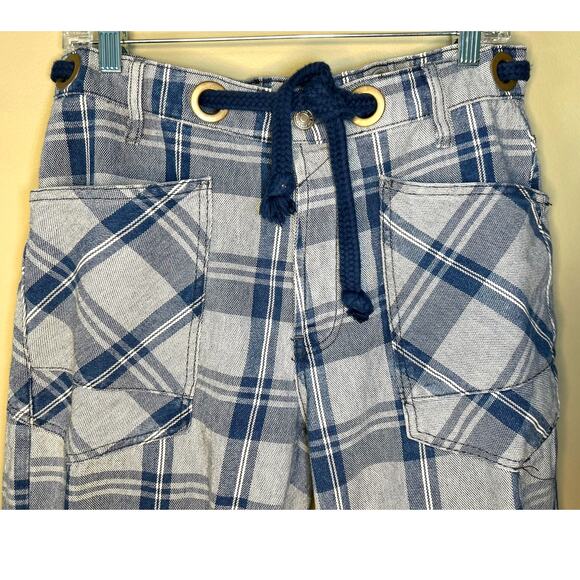 Free People We The Free Moxie Plaid Pull On Barrel Leg Jeans Drawstring Sz 27 - Picture 3 of 12